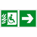 Пиктограмма "Эвакуационные пути для инвалидов" (Выход там), направо, ПВХ
